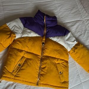 Gold, purple and white puffer / Vikings / LSU colors